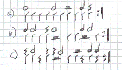 FIGURE 5: Musically notated exercises with rests in the pulse