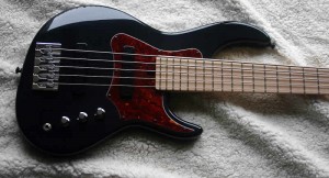 AC Guitars J-Type Black Bass with Red Pickguard