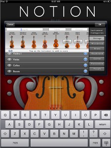 Notion for iPad: select instruments