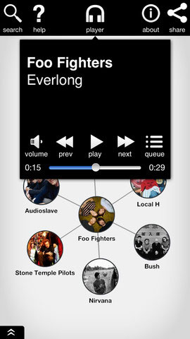 Discovr Music screen example (play)