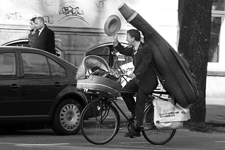 Bassist by bicycle