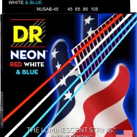 DR Strings Now Shipping USA Flag NEON Red, White and Blue Color Coated Strings
