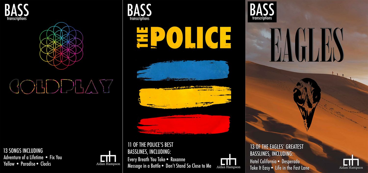 Aidan Hampson: Best of Coldplay, The Police, and The Eagles Bass Transcription Books