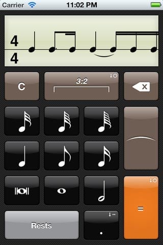 Rhythm Calculator screen example