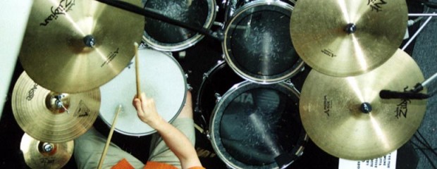Playing drums