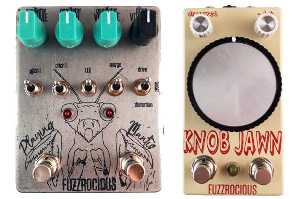 Fuzzrocious Playing Mantis and Knob Jawn Pedals