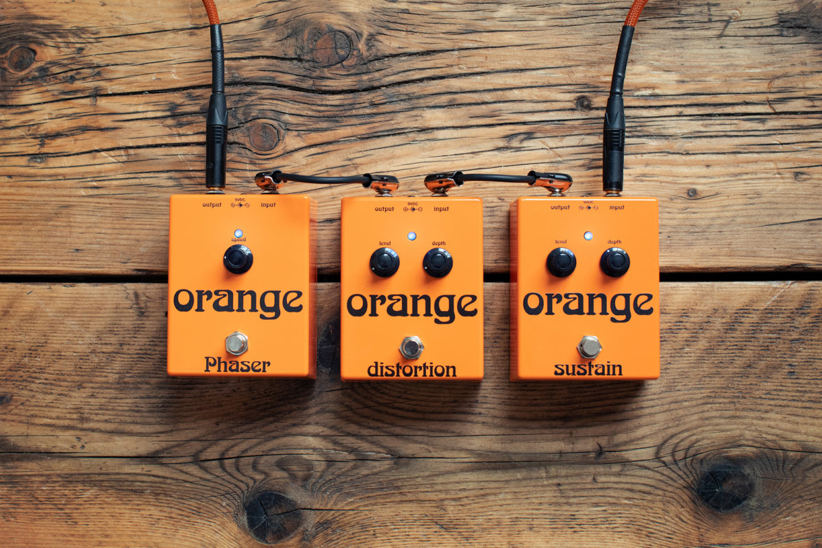 Orange Vintage Sustain, Distortion, and Phaser Pedals